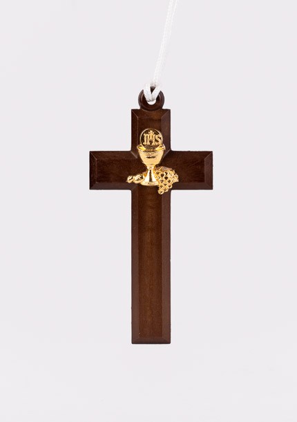 Prívesok Krížik s kalichom – zlatý
