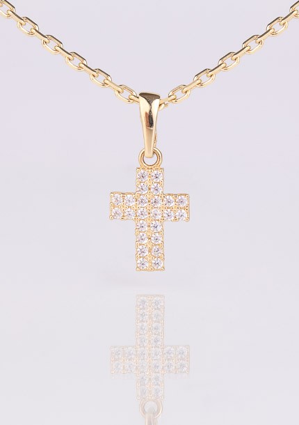 Zlatý prívesok kríž s kamienkami