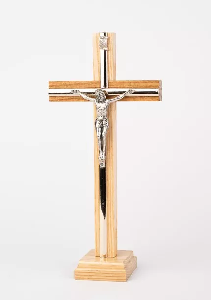 Kríž drevený s lištou na postavenie – prírodný