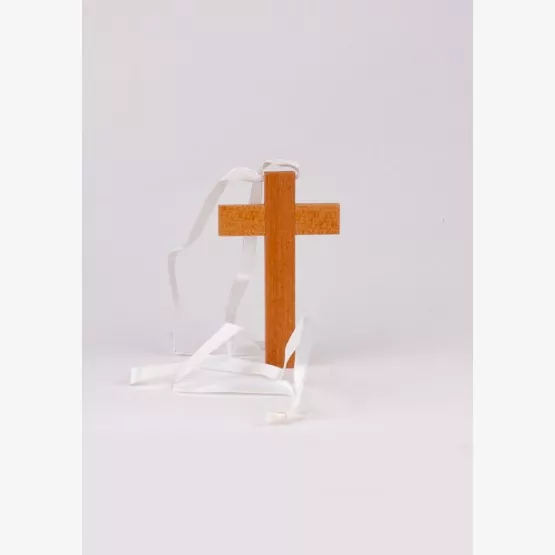 Prívesok - drevený krížik so stužkou