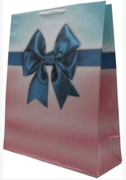 Darčeková taška / mašľa / modrá s ružovou