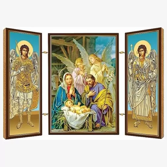 Triptych drevený– Sv. rodina-vianočný