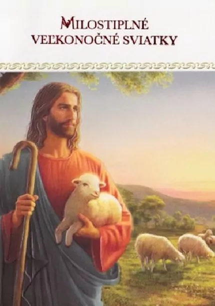 Veľkonočný pozdrav s textom/ Ježiš s ovečkou