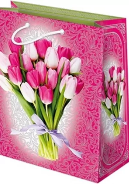 Darčeková taška – Tulipány - 24 x 20 x 11 cm