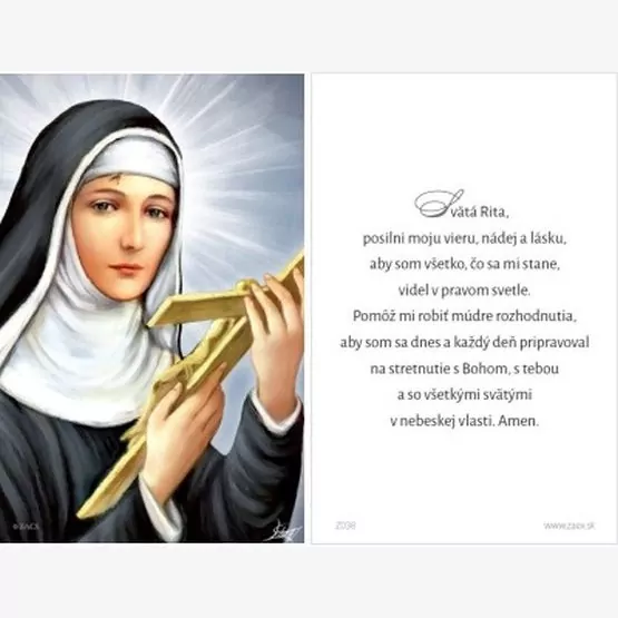 Obrázok s modlitbou - Svätá Rita s...