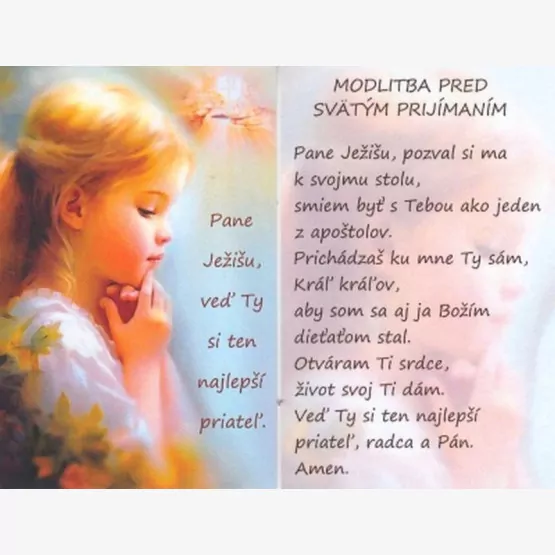 Obrázok s modlitbou - Pane Ježišu,...