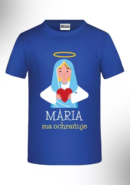 Tričko Mária ma ochraňuje - modré